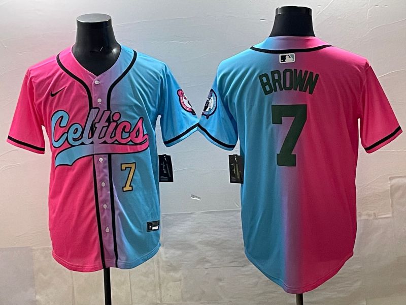 Men 2025 Boston Celtics #7 Brown Blue pink Nike NBA Jersey style 03->boston celtics->NBA Jersey